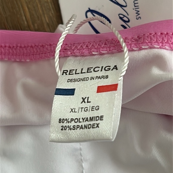 RELLECIGA Pink Bandeau One Piece Bathing Suit High Leg One Piece Swimsuit Sz XL - Picture 13 of 15